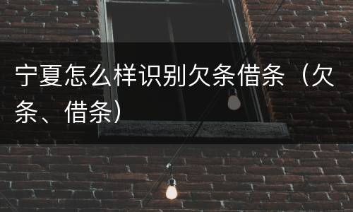宁夏怎么样识别欠条借条（欠条、借条）