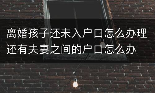 离婚孩子还未入户口怎么办理还有夫妻之间的户口怎么办
