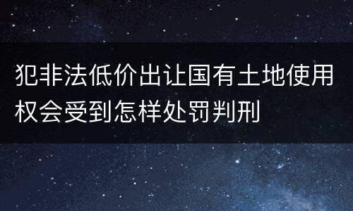 犯非法低价出让国有土地使用权会受到怎样处罚判刑