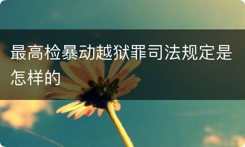 最高检暴动越狱罪司法规定是怎样的