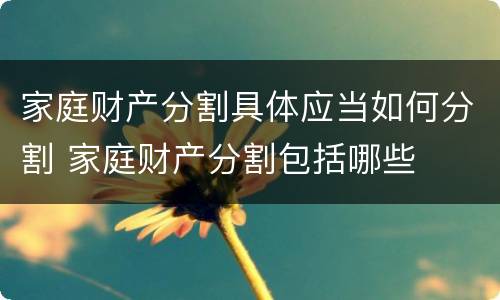 家庭财产分割具体应当如何分割 家庭财产分割包括哪些