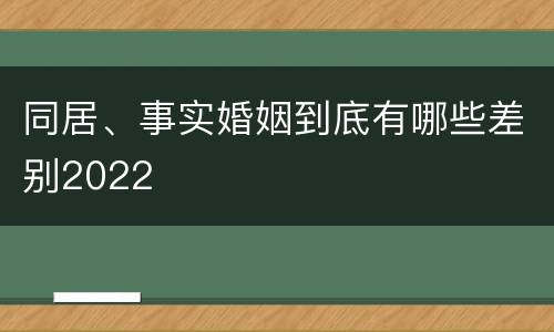 同居、事实婚姻到底有哪些差别2022