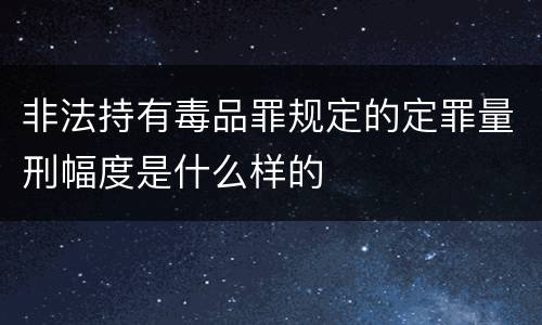 非法持有毒品罪规定的定罪量刑幅度是什么样的