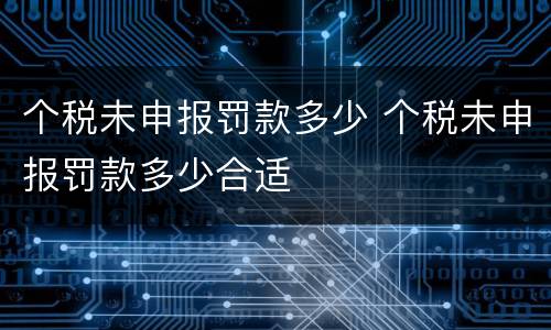 个税未申报罚款多少 个税未申报罚款多少合适