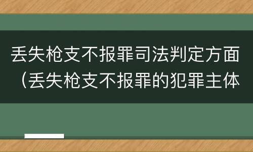 丢失枪支不报罪司法判定方面（丢失枪支不报罪的犯罪主体）