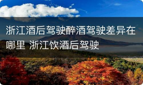 浙江酒后驾驶醉酒驾驶差异在哪里 浙江饮酒后驾驶