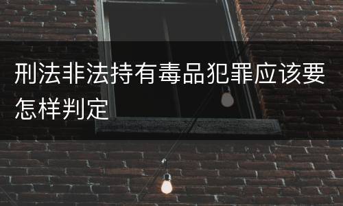 刑法非法持有毒品犯罪应该要怎样判定
