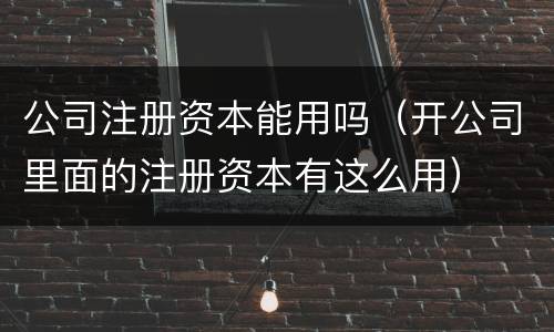 公司注册资本能用吗（开公司里面的注册资本有这么用）