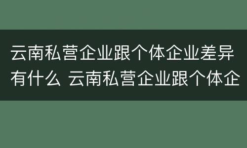 云南私营企业跟个体企业差异有什么 云南私营企业跟个体企业差异有什么影响