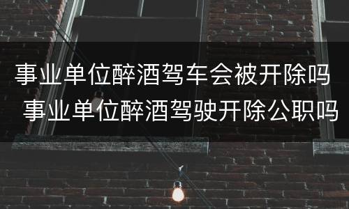 事业单位醉酒驾车会被开除吗 事业单位醉酒驾驶开除公职吗