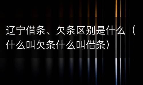 辽宁借条、欠条区别是什么（什么叫欠条什么叫借条）