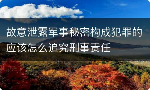 故意泄露军事秘密构成犯罪的应该怎么追究刑事责任