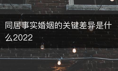 同居事实婚姻的关键差异是什么2022
