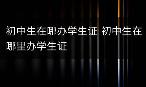 初中生在哪办学生证 初中生在哪里办学生证