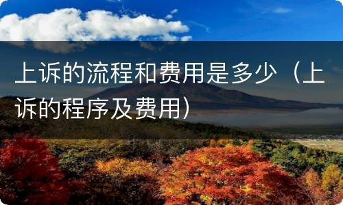 上诉的流程和费用是多少（上诉的程序及费用）