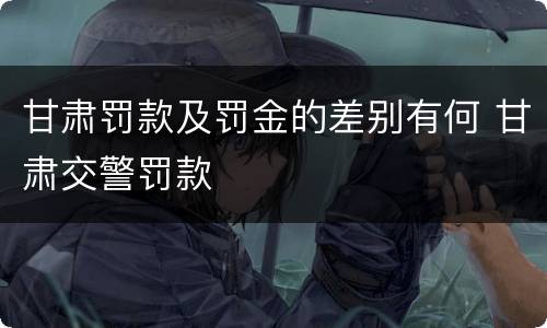 甘肃罚款及罚金的差别有何 甘肃交警罚款