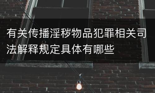 有关传播淫秽物品犯罪相关司法解释规定具体有哪些