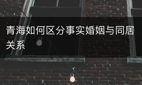 青海如何区分事实婚姻与同居关系