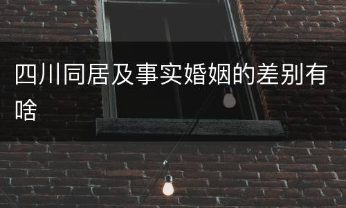 四川同居及事实婚姻的差别有啥
