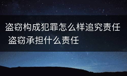 盗窃构成犯罪怎么样追究责任 盗窃承担什么责任