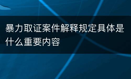 暴力取证案件解释规定具体是什么重要内容