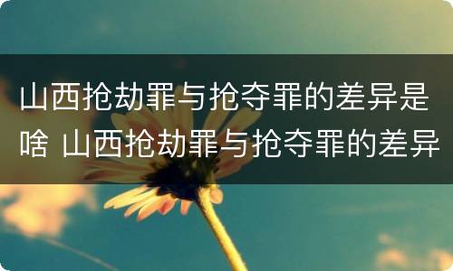 山西抢劫罪与抢夺罪的差异是啥 山西抢劫罪与抢夺罪的差异是啥关系