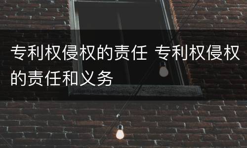 专利权侵权的责任 专利权侵权的责任和义务