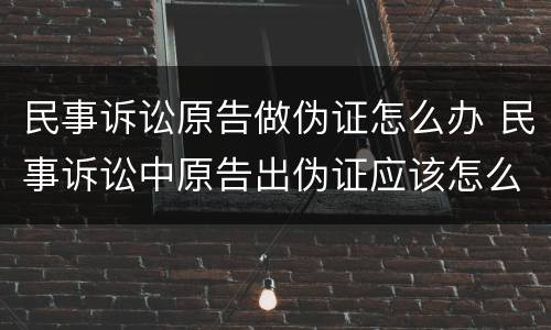 民事诉讼原告做伪证怎么办 民事诉讼中原告出伪证应该怎么办?