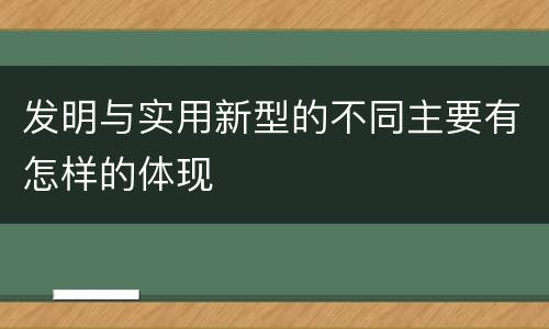 发明与实用新型的不同主要有怎样的体现