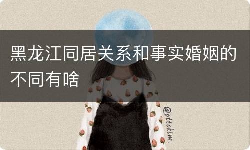 黑龙江同居关系和事实婚姻的不同有啥