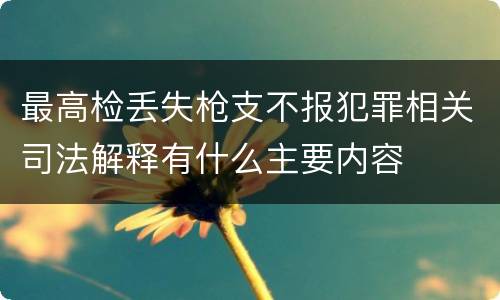 最高检丢失枪支不报犯罪相关司法解释有什么主要内容