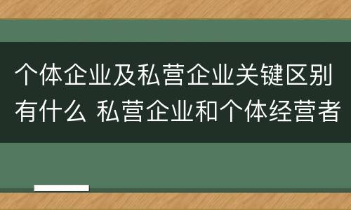 个体企业及私营企业关键区别有什么 私营企业和个体经营者的区别
