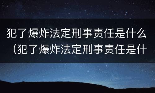 犯了爆炸法定刑事责任是什么（犯了爆炸法定刑事责任是什么）