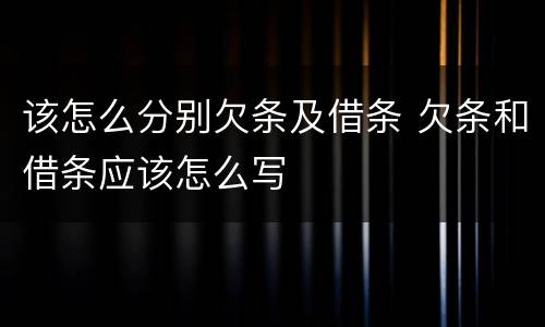 该怎么分别欠条及借条 欠条和借条应该怎么写