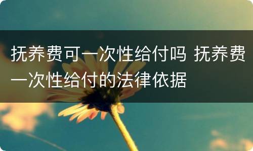 抚养费可一次性给付吗 抚养费一次性给付的法律依据