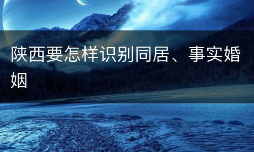 陕西要怎样识别同居、事实婚姻
