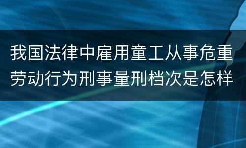 我国法律中雇用童工从事危重劳动行为刑事量刑档次是怎样