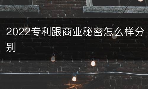 2022专利跟商业秘密怎么样分别