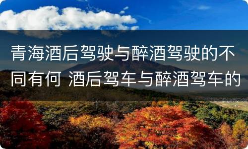 青海酒后驾驶与醉酒驾驶的不同有何 酒后驾车与醉酒驾车的标准及相应的处罚