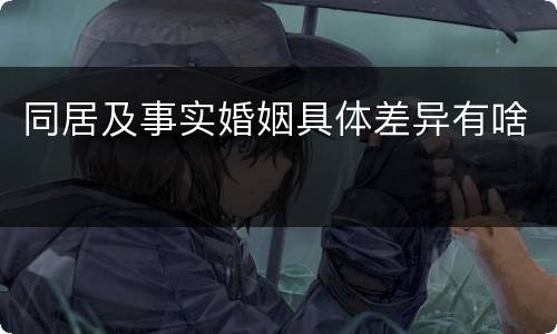 同居及事实婚姻具体差异有啥