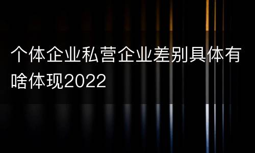 个体企业私营企业差别具体有啥体现2022