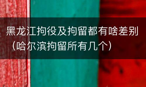 黑龙江拘役及拘留都有啥差别（哈尔滨拘留所有几个）