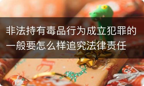 非法持有毒品行为成立犯罪的一般要怎么样追究法律责任