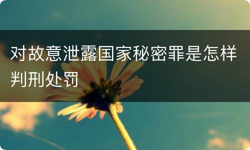 对故意泄露国家秘密罪是怎样判刑处罚
