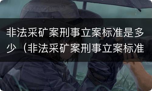 非法采矿案刑事立案标准是多少（非法采矿案刑事立案标准是多少年）