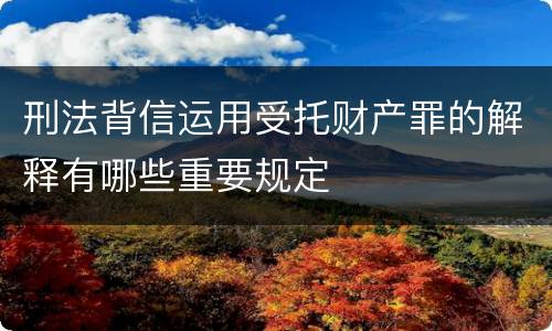 刑法背信运用受托财产罪的解释有哪些重要规定