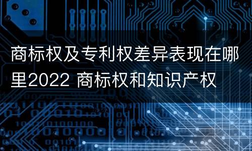 商标权及专利权差异表现在哪里2022 商标权和知识产权