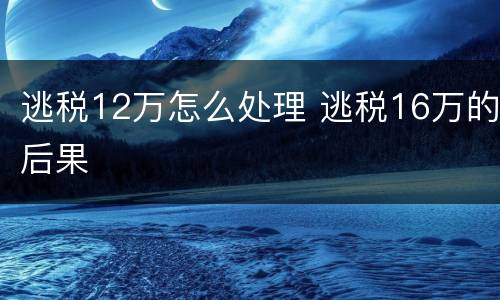 逃税12万怎么处理 逃税16万的后果