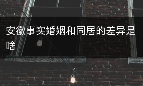 安徽事实婚姻和同居的差异是啥
