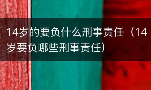 14岁的要负什么刑事责任（14岁要负哪些刑事责任）